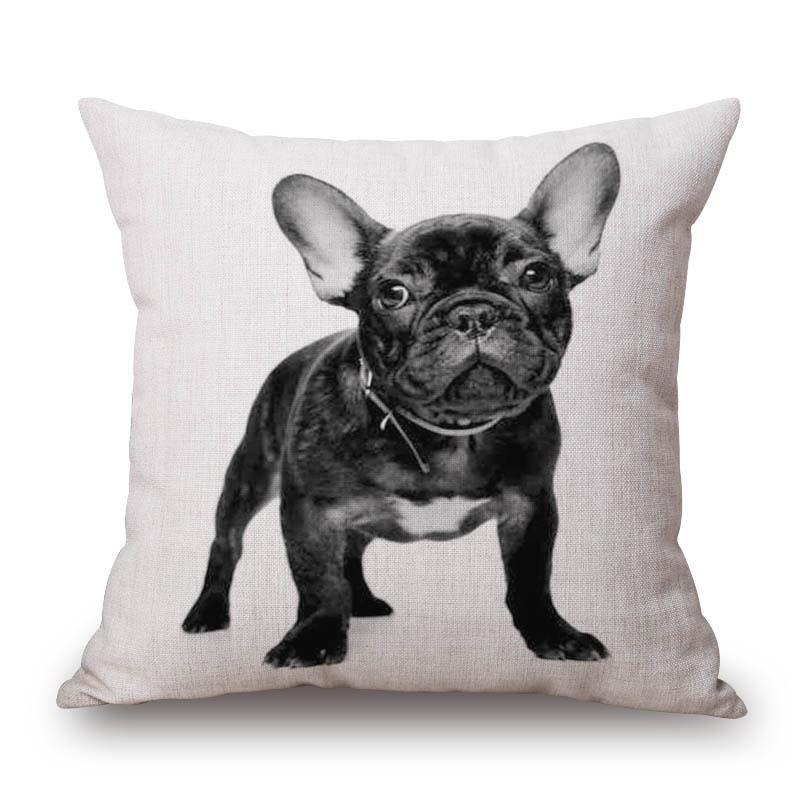 Adorable Cute French Bulldog Pattern Linen Throw Pillow Case For Trendy Home Decor