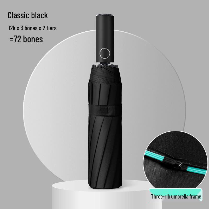 72-Rib Automatic Folding Umbrella for All Weather - Sunshade and Sunscreen for Men, Women, and Students