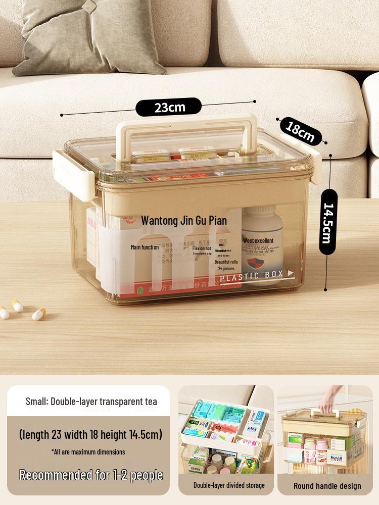 Familienpackung Tragbare Medikamentenaufbewahrungsbox - Mehrschichtig, Transparent, Erste-Hilfe-Koffer mit großer Kapazität