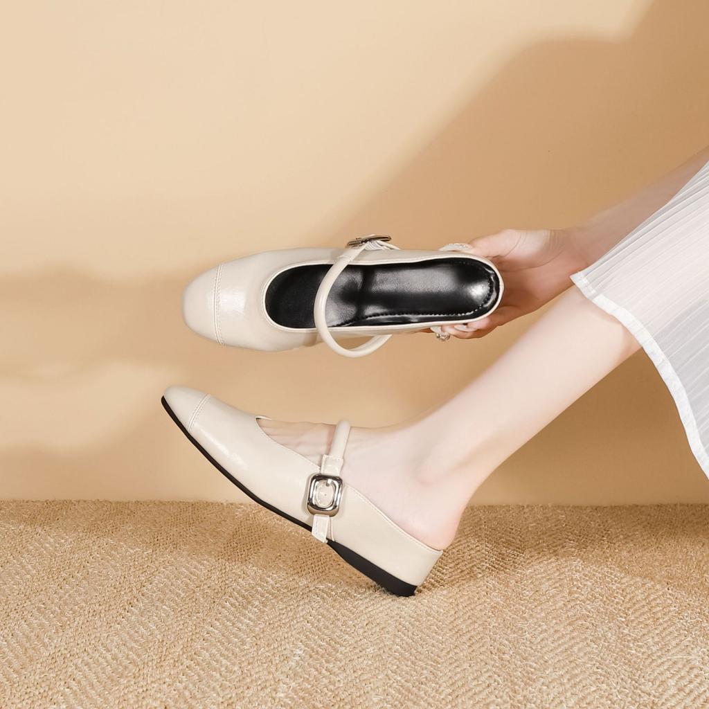 Grape mother half-drag single shoes women's fashion outer wear high-end casual women's shoes Korean version one-pedal thick-soled inner height-increa