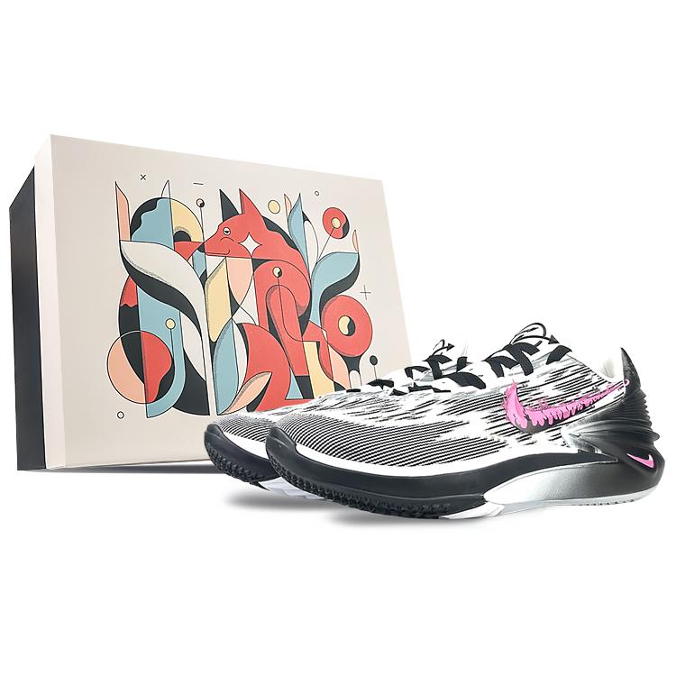 Nike Air Zoom G.T. Cut 2 Cushioning Abrasion Resistant Low top Basketball Shoes Unisex Black Pink FJ8914-100(Team40-S-BOX)
