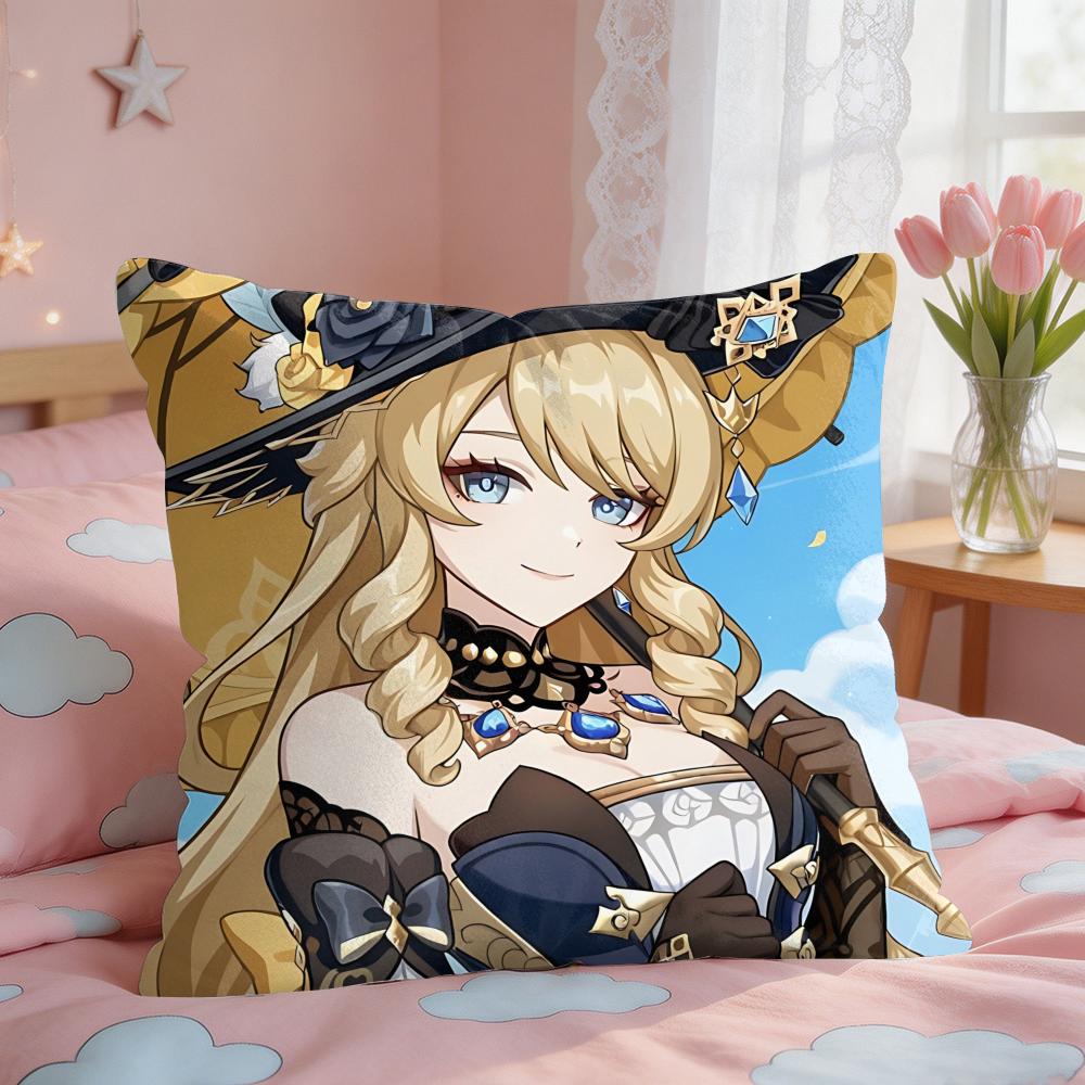 Navia Genshin Impact Cushion Cover Square Short Plush Pillow Case Living Room Sofa Home Decor Funda X