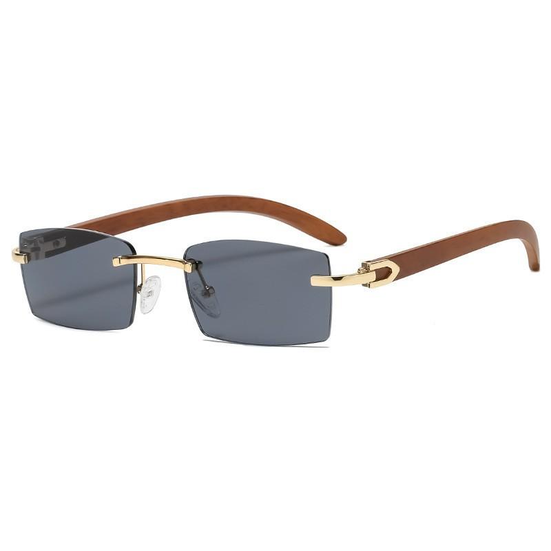 2pcs Sqaure Brand Designer Sunglasses Men Women Sun Glasses Wood Frames Rimless Black Eyeglasses Fashion Eyewear Uv400