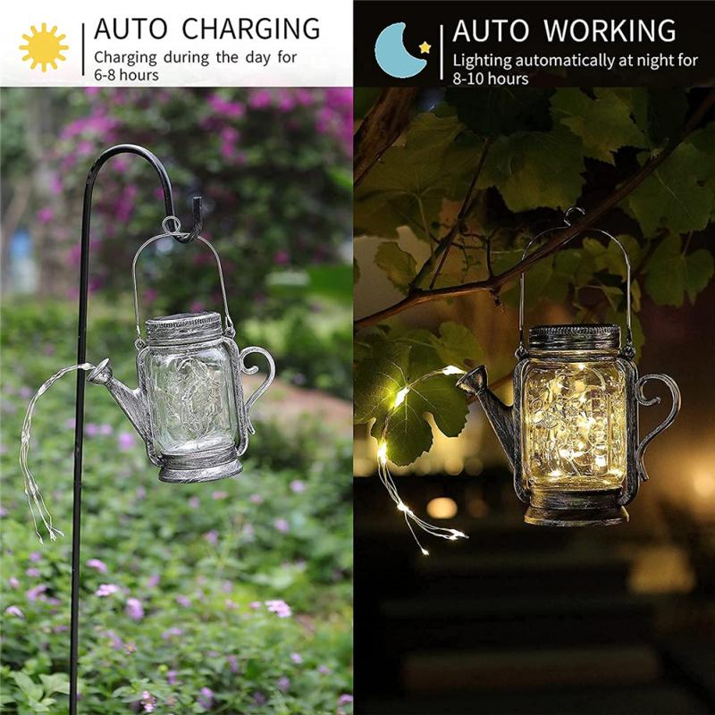 Hot,Solar Lantern Outdoor Hanging Mason Jar Solar Light 45 LED Spray Can Light for Patio Walkway Garden