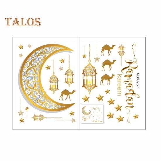 

2 шт. фоновая наклейка, привлекательная декоративная невыцветающая красивая сцена, макет, коллаж, наклейка, фестиваль, пользу золотистый