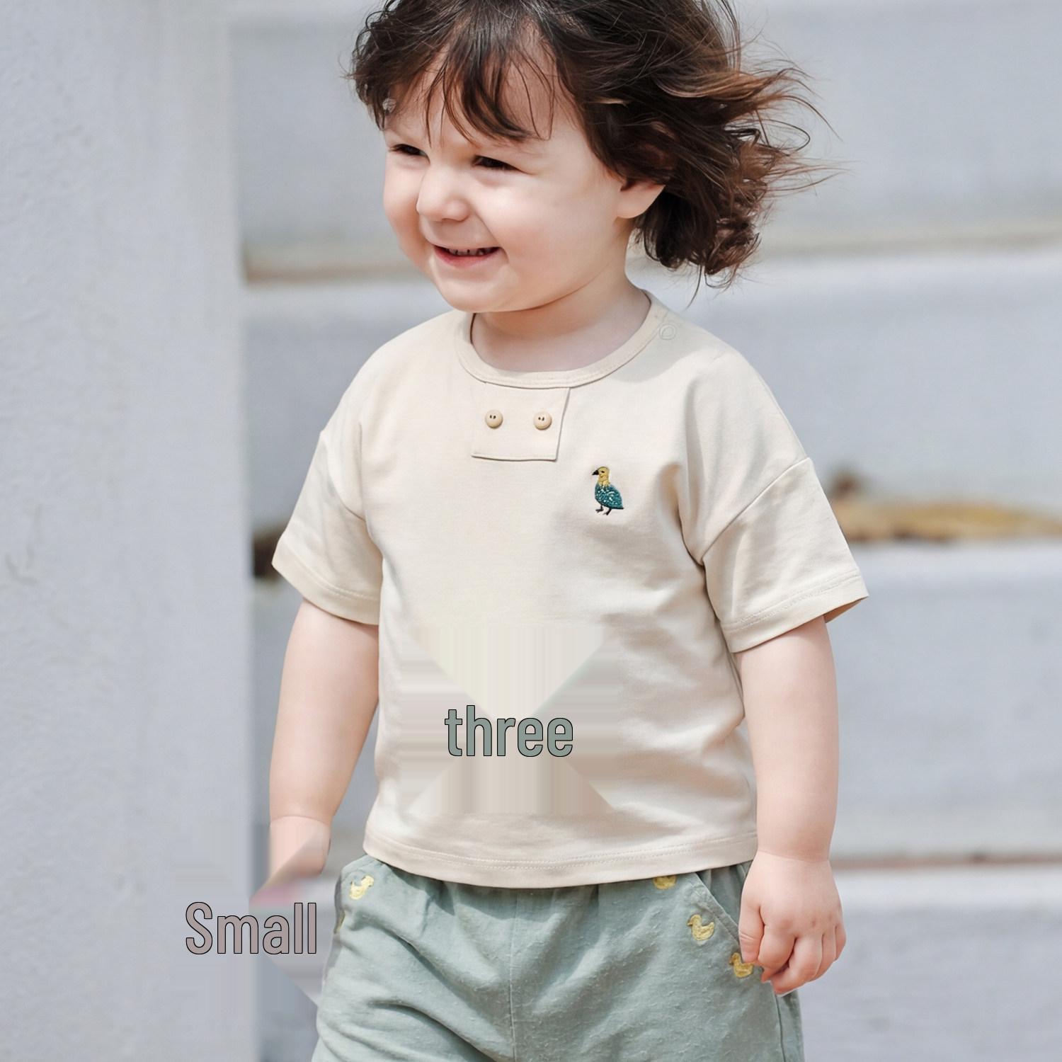 Muaqiaqia Soft Cotton Summer T-shirt for Boys and Girls - Short Sleeve Patchwork Top 2026 110 cm грязно-белый