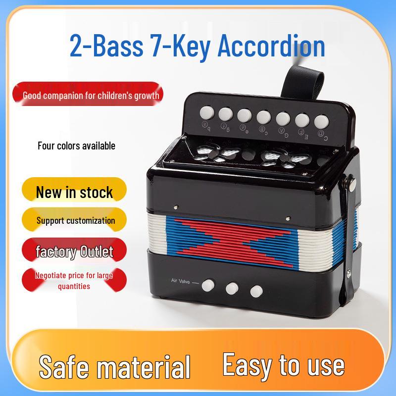 Children's Educational 7-Key Accordion with 2 Bass - Beginner's Musical Instrument & Learning Toy
