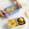 304 Stainless Steel Divided Lunch Box with Fork Spoon Food Container New Bento Box  For Meal Prep
