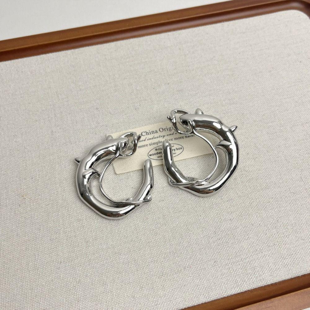 Exaggerated Carp Shaped Earrings Temperament Stud Earrings Round Metal Earrings  Holiday Party