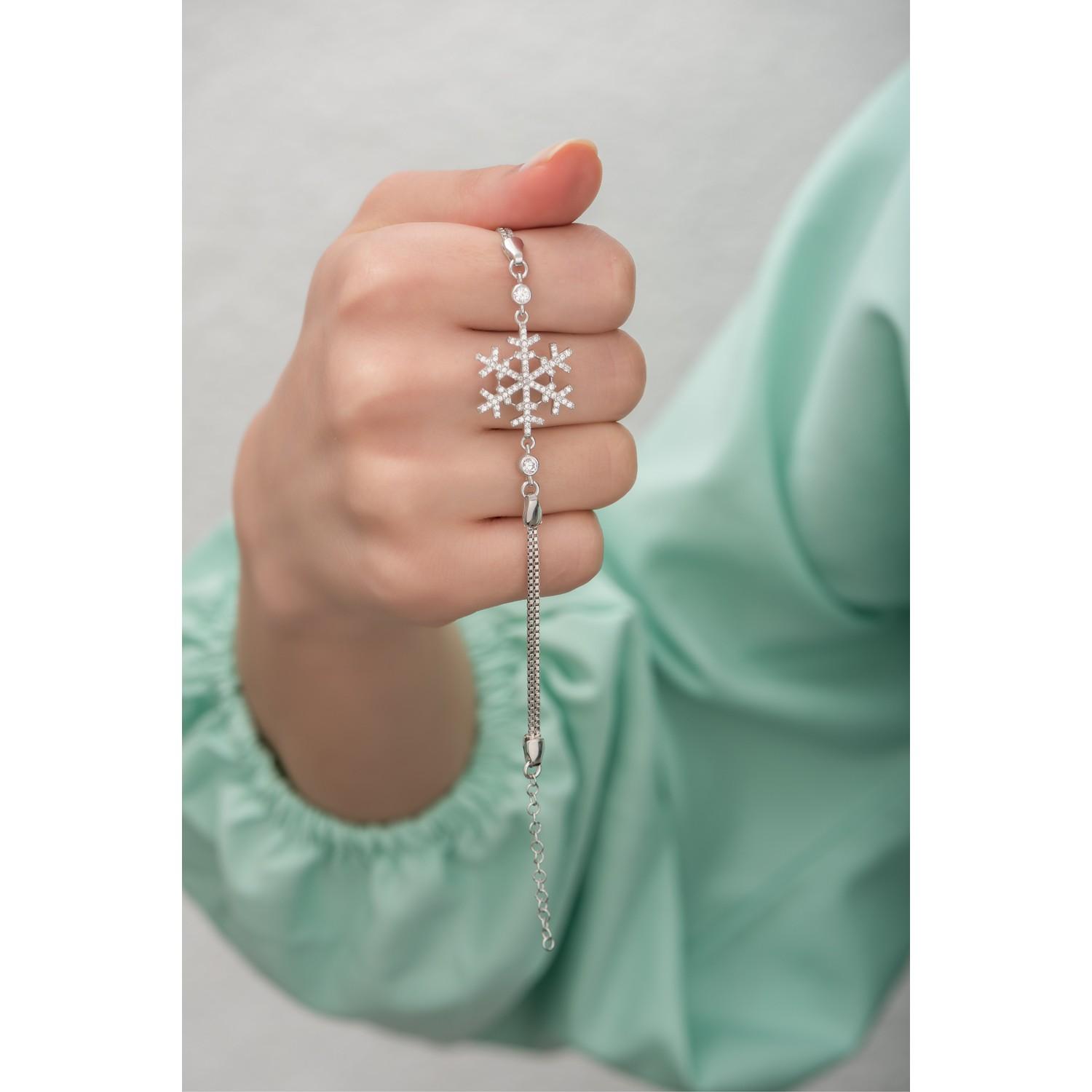 

Браслет-снежинка из циркона из стерлингового серебра 925 пробы