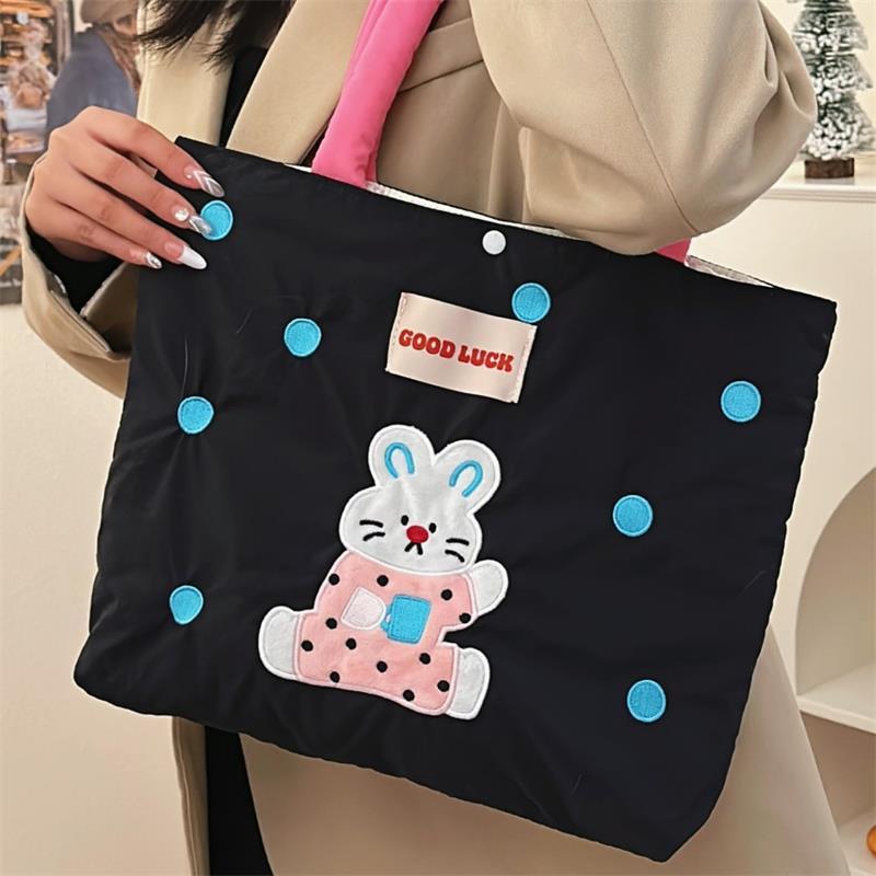 Cute Animal Tote Shoulder Bag Large Capacity Handbag Women'S  Commuter Bag Portable Travel Storage Bag Girly Heart Gifts