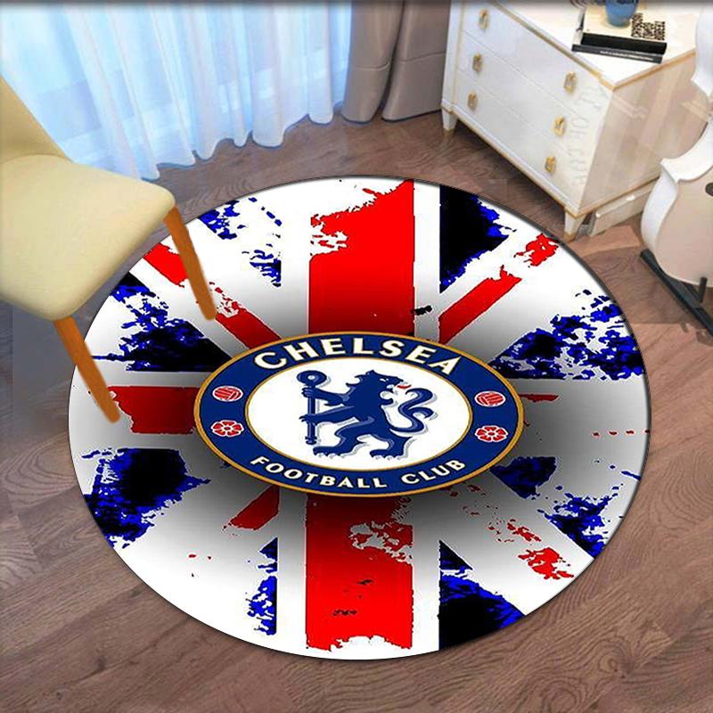 Chelsea Football Club Trykt Rund Tæppe Stol Tæppe Område Tæppe Entré Dørmåtter, til Kontorstol Stue Soveværelse Køkkenrum.
