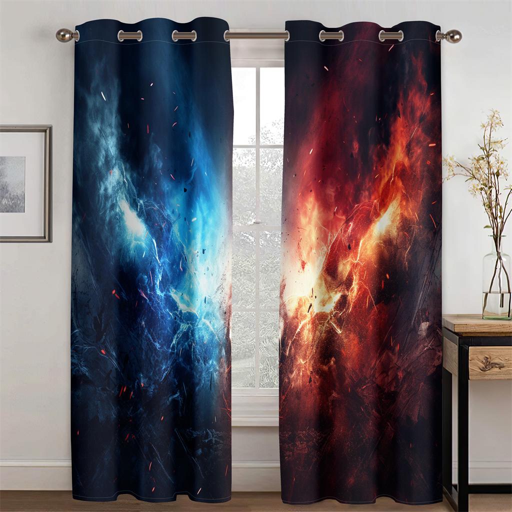 

Красные Синие Футбольные Шторы Взрыв Цвета Фон Шок Спорт Зона Гостиная Спальня Кухня Балкон Декор Окна 2 Панели 50W130H(CM)X2PCS&Hook