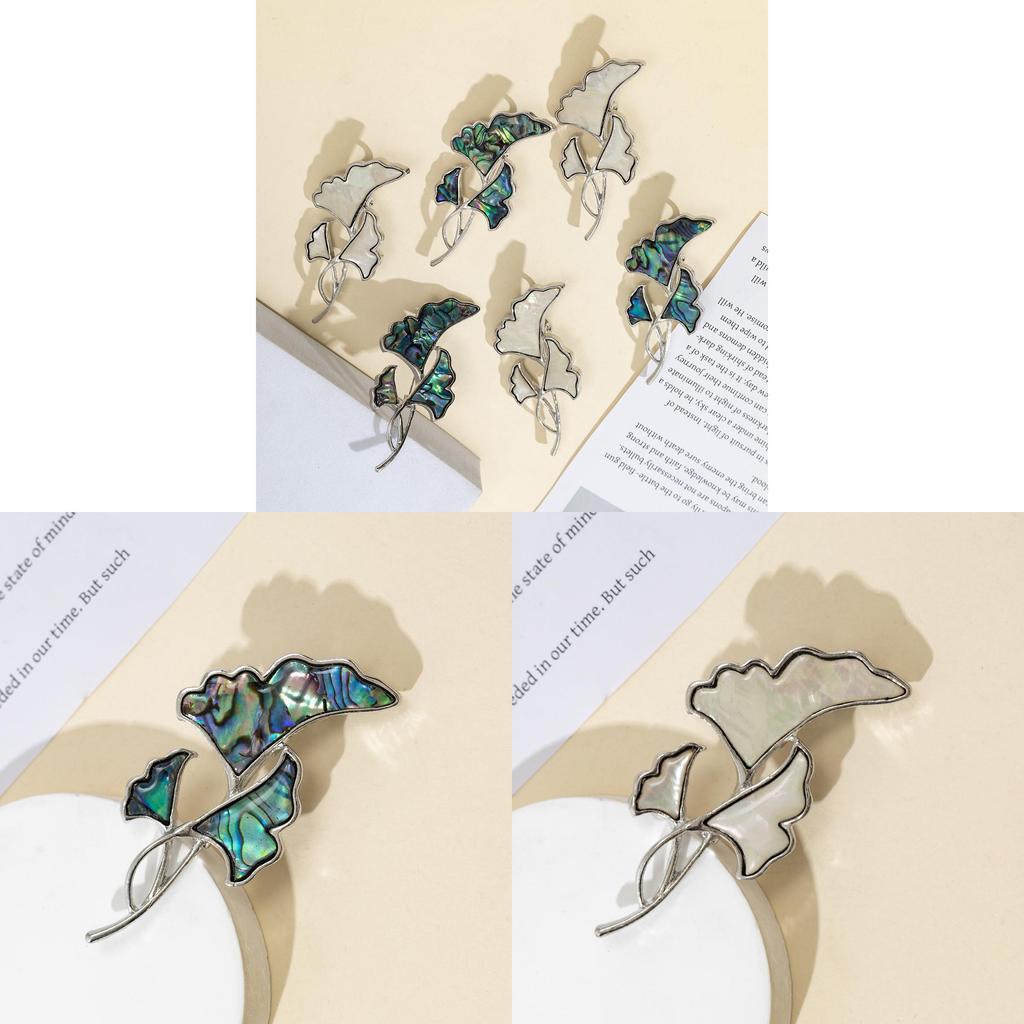 Alloy Shell Leaf Shape Brooch Pendant With Two Way Function For Fashion Accessories