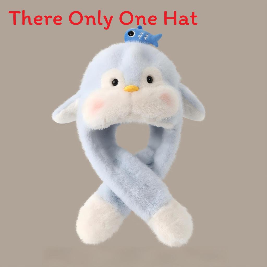 Penguin Baby Hat With Moving Ears Warm Plush Winter Kids Headgear For Children