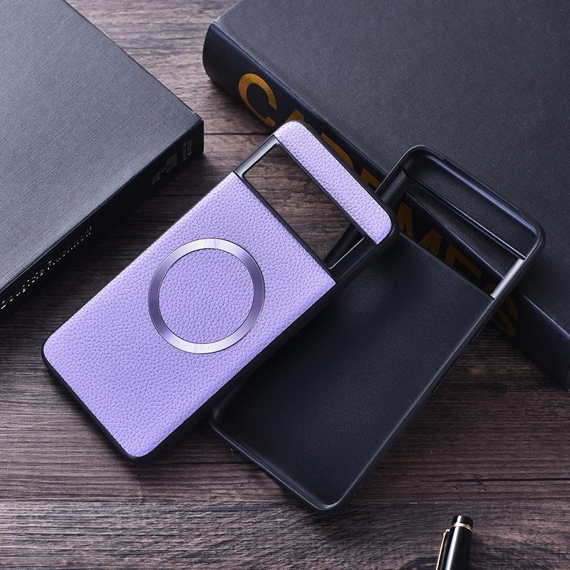 Lychee Leather Magnetic Phone Case For Google Pixel 9 Pro XL For Magsafe Magsafing Cover For Pixel 9 Pro XL 8a 7 6 Pro Holster Protective Back Cover