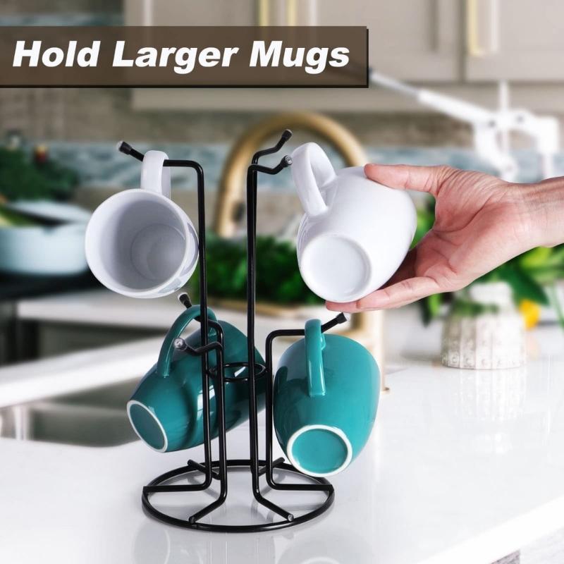 Heavy Duty Carbon Steel Mug Holder With 6 Hooks For Organized Kitchen Space Saving Storage Solution