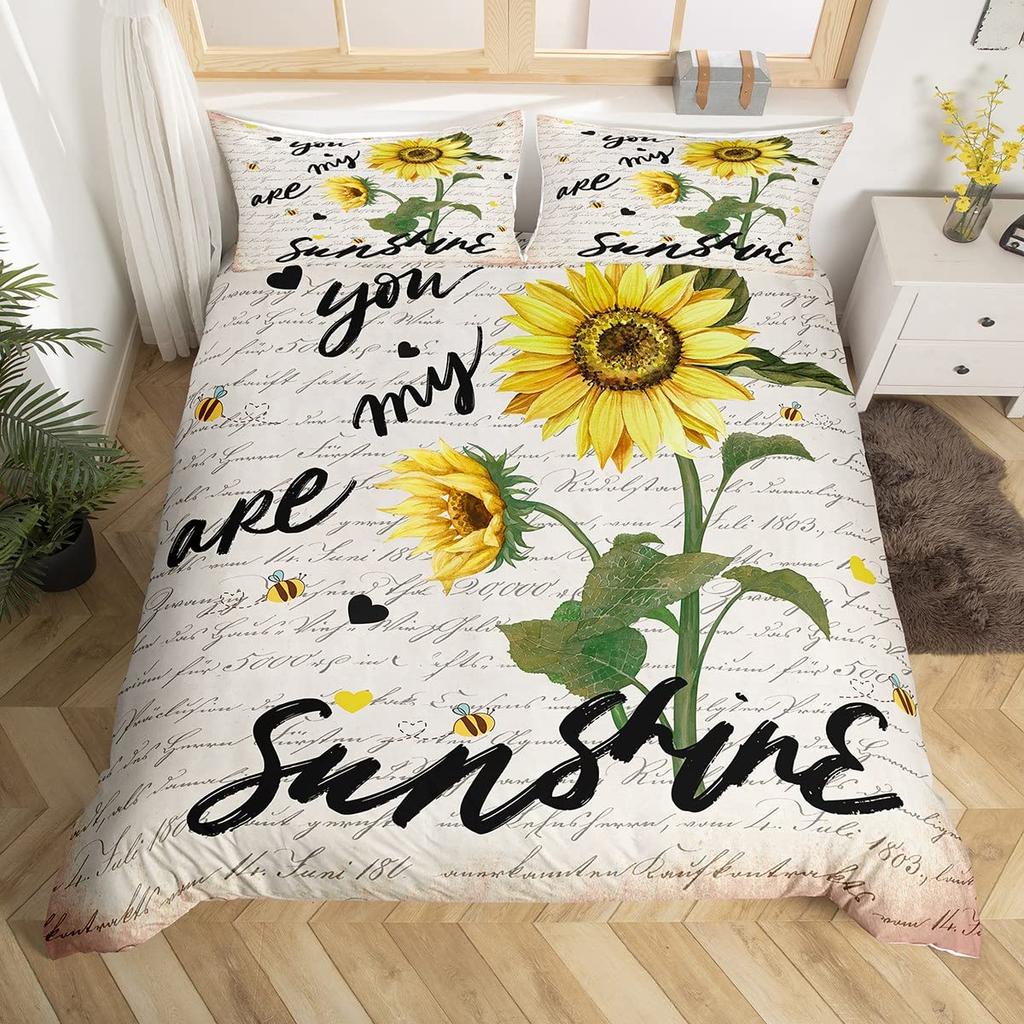Sunflowers Duvet Covers For Kids Girls Boys Quilt Covers Lightweight Down Room Decor Queen King Size 2 Pillowcase 1 Duvet Cover