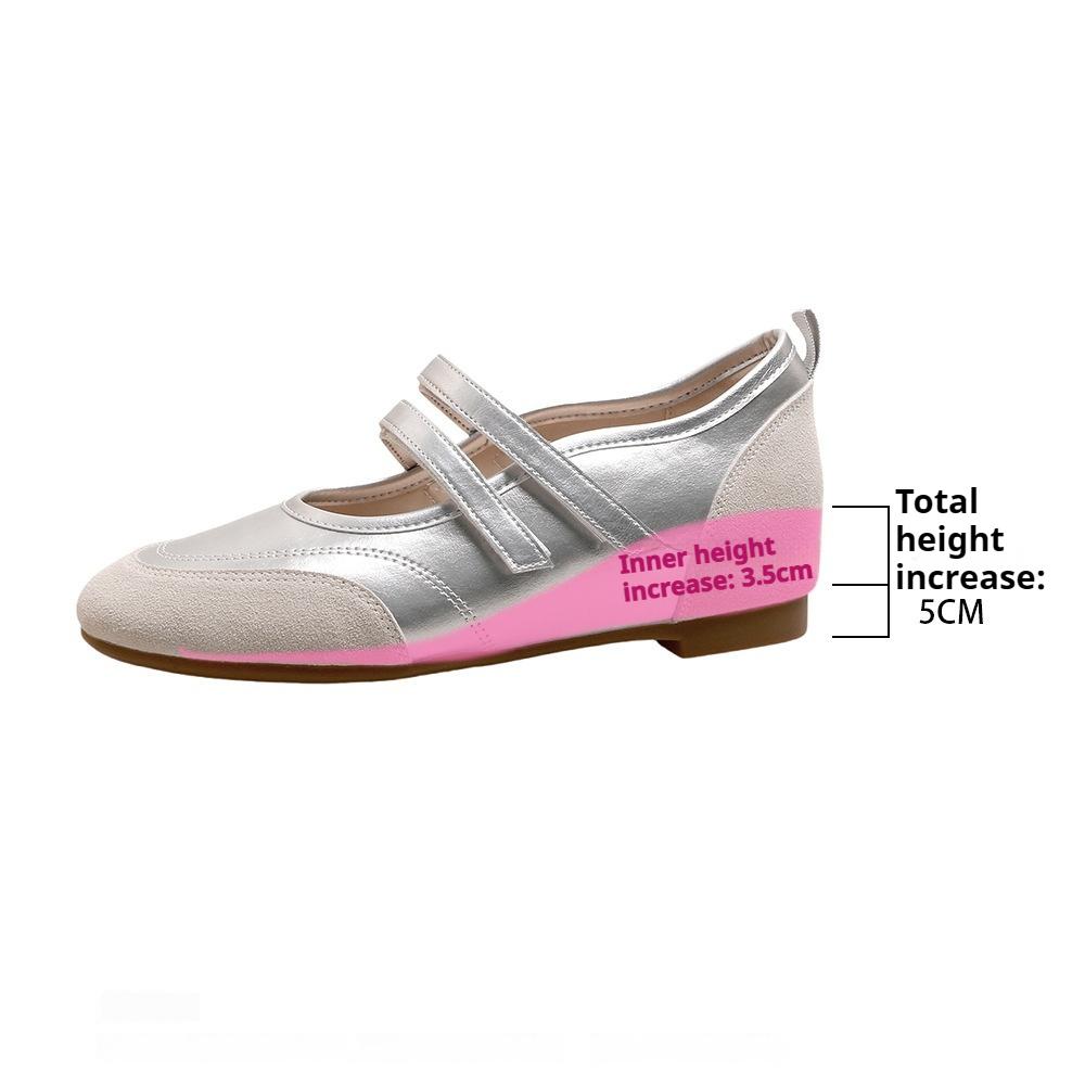 Внутреннее увеличение роста Французские балетки Мягкая подошва Мэри Джейн Женская обувь 36