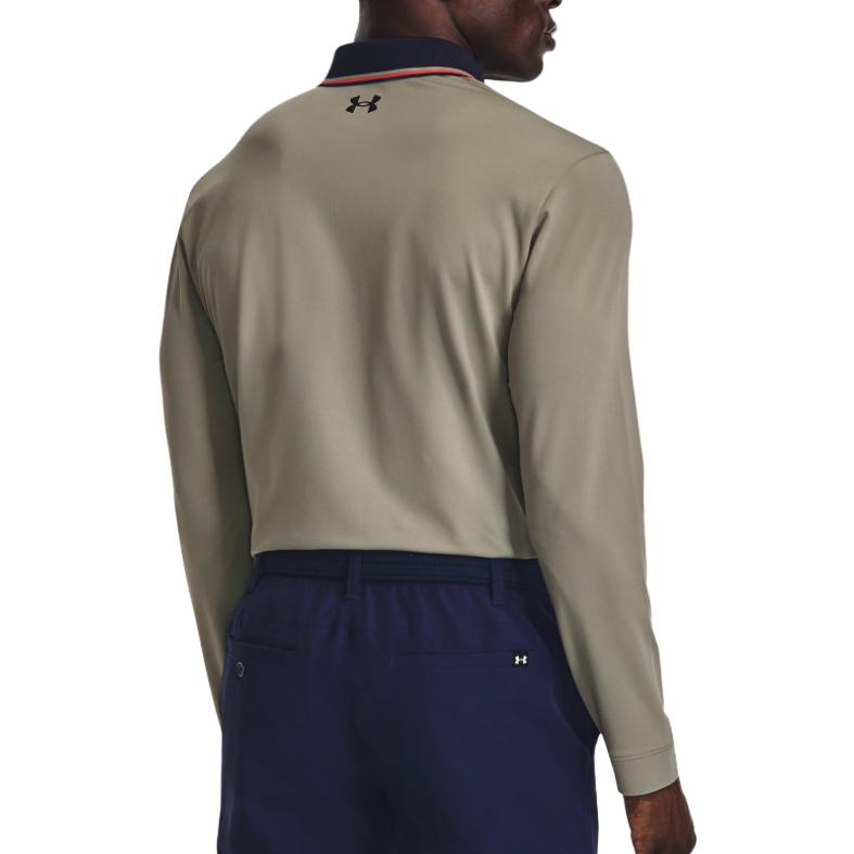 Under Armour Polo a Maniche Lunghe con Colletto a Righe Color Block Uomo top Oliva 1380786-504