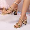 Fashion Square-toe Open-toe Plus-size Women's Shoes Summer New One-word High-heeled Cool Mop