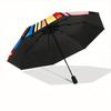 1pc Butterfly StainedGlass Compact Travel Umbrella, Automatic Folding Lightweight Windproof 8-Bone Reinforced Design, Portable for Backpack