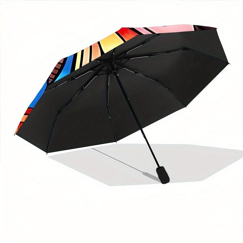 1pc Butterfly StainedGlass Compact Travel Umbrella, Automatic Folding Lightweight Windproof 8-Bone Reinforced Design, Portable for Backpack