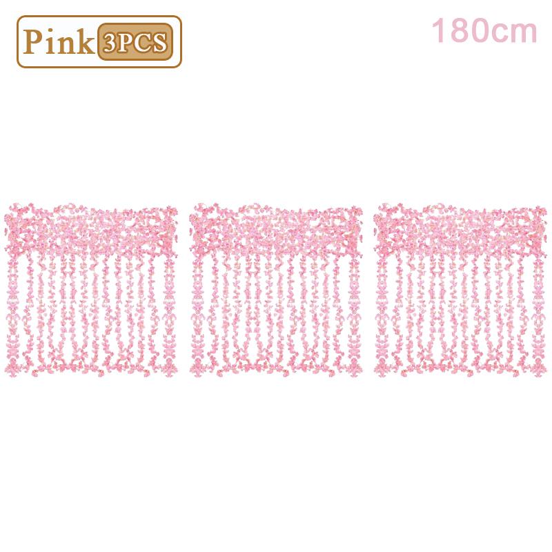 1-10PCS 180m Artificial Cherry Blossom Garland Fake Flower Vine Wall Decoration Wedding Party Backdrop DIY Home Garden Decor