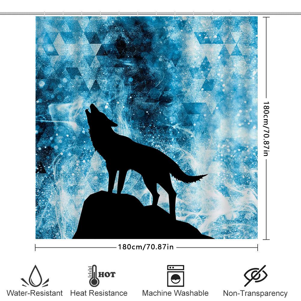 Stylish Shower Curtain Blue Galaxy Wolf Design for Bathrooms Decorate Your Space with Magic