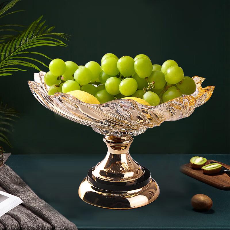 Flavinmci European Modern Pedestal Crystal Glass Fruit Bowl