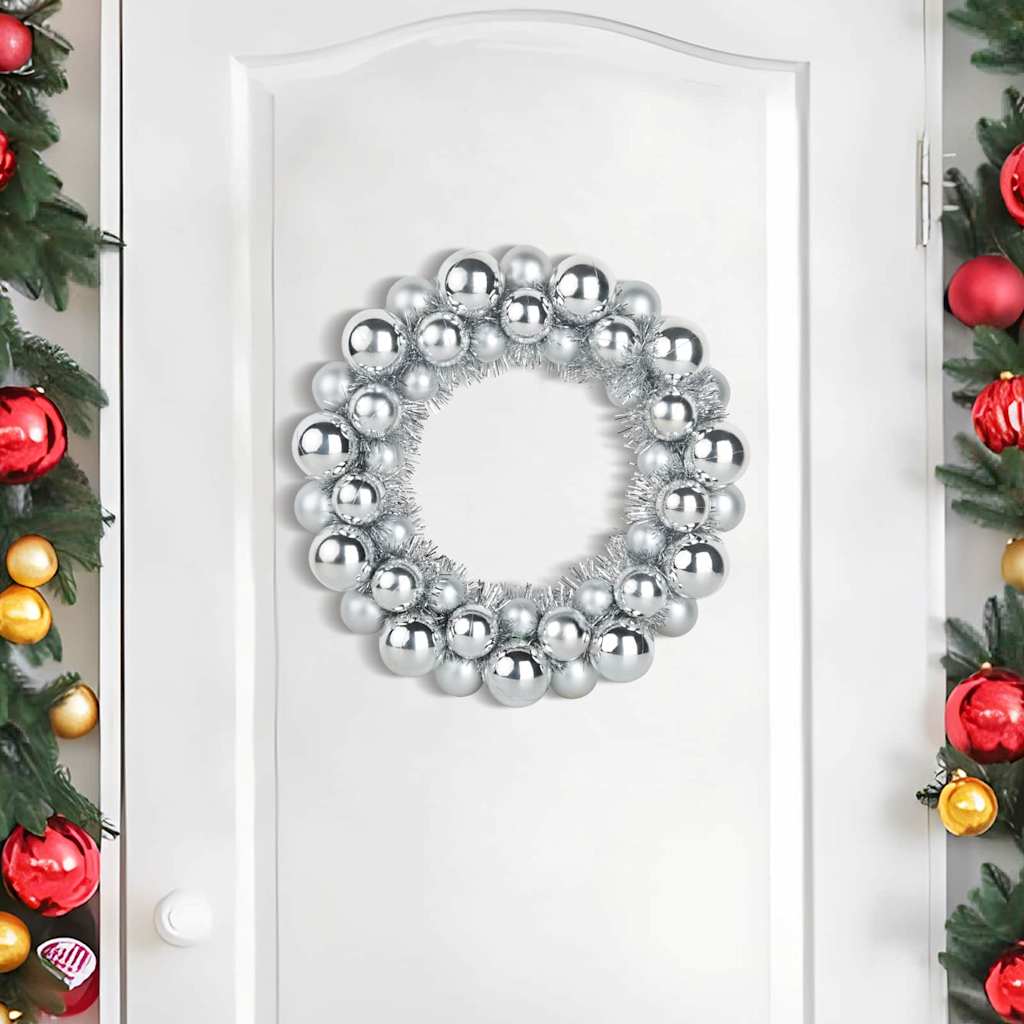 Christmas Ball Wreaths 2 pcs Silver 33 x 33 x 7 cm Polystyrene