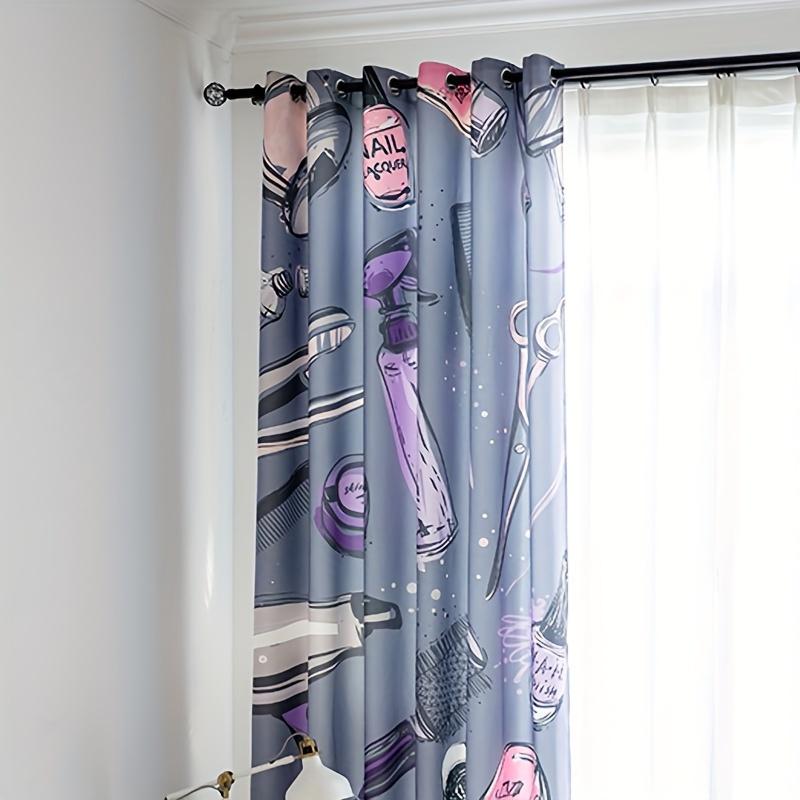 2 stk Gardiner For Skjønnhetssalonger Enkle Røde Lepper Sminkekost Maljer Topp Stoffgardiner Dekor For Stue Kontor Hjemmedeko