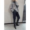 Women S Autumn Winter High Neck Pullover Sweater Loose Fit Casual Lazy Style Solid Color Knit Top