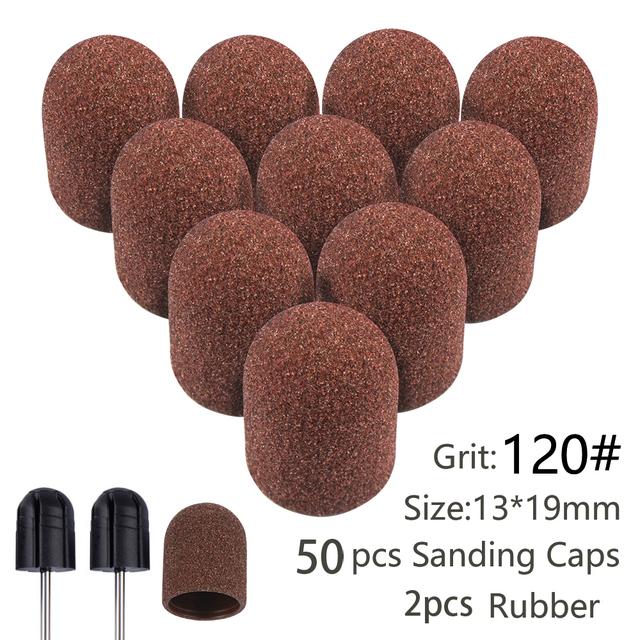 50pcs Pedicure Nail Sanding Caps For Heel Callus Removal Sand Bands Manicure Machine Drill Bits Accessories Grinding Head