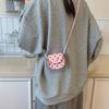 Polka dot crossbody bag, Korean style exquisite shoulder bag, 3D heart flap bag, fashionable holiday accessory.