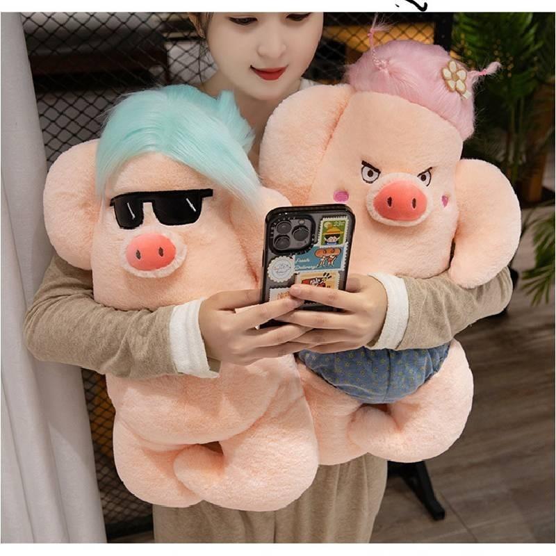 Pig Plush Hair Toy Cute Cartoon Animal Doll Kids Birthday Gift Room Decoration