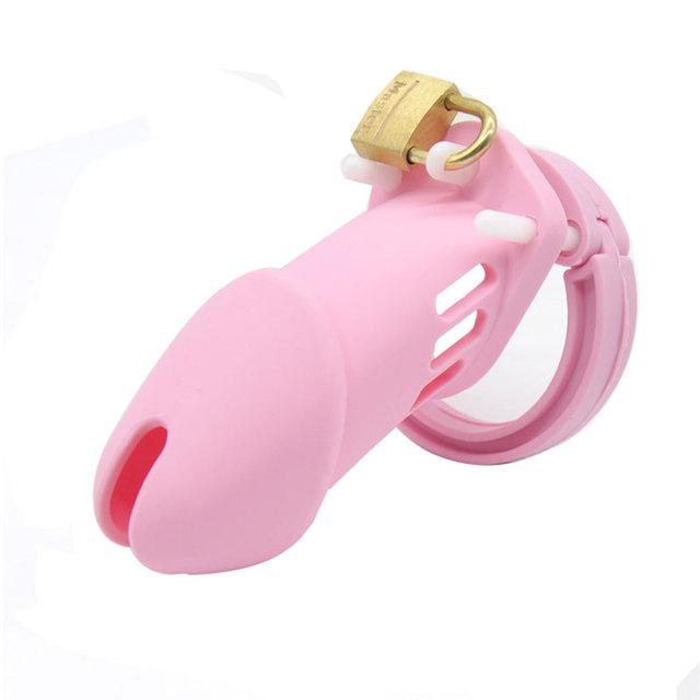 New Male Silicone Chastity Device Cock Cage Sex Toys With 5 Penis Ring Adult Belt Brass Lock Standard/Short Cage A122/A235