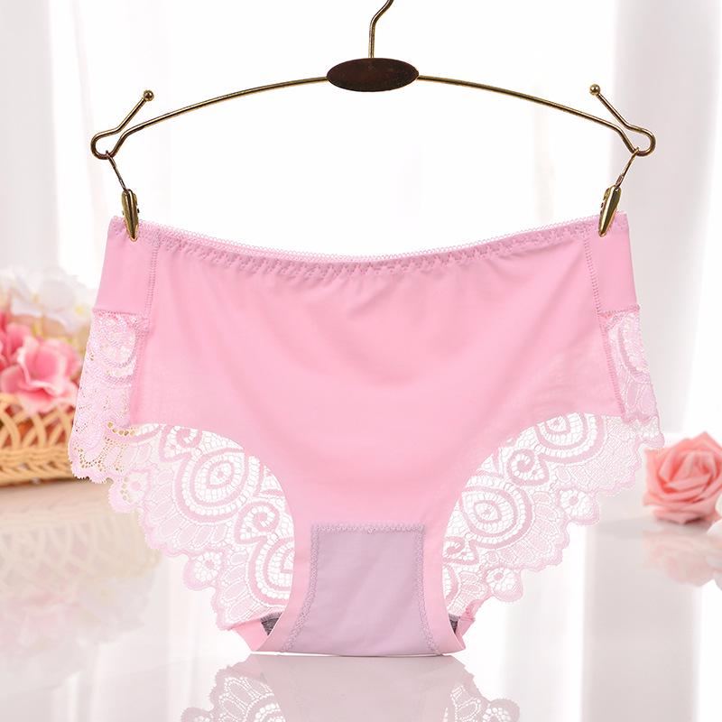 

Женское сексуальное нижнее белье со средней талией, кружевное одноцветное хлопковое женское нижнее белье, трусы One size