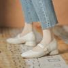 Pearl single shoes women's spring gentle high school thick heel retro shallow mouth Mary Jane