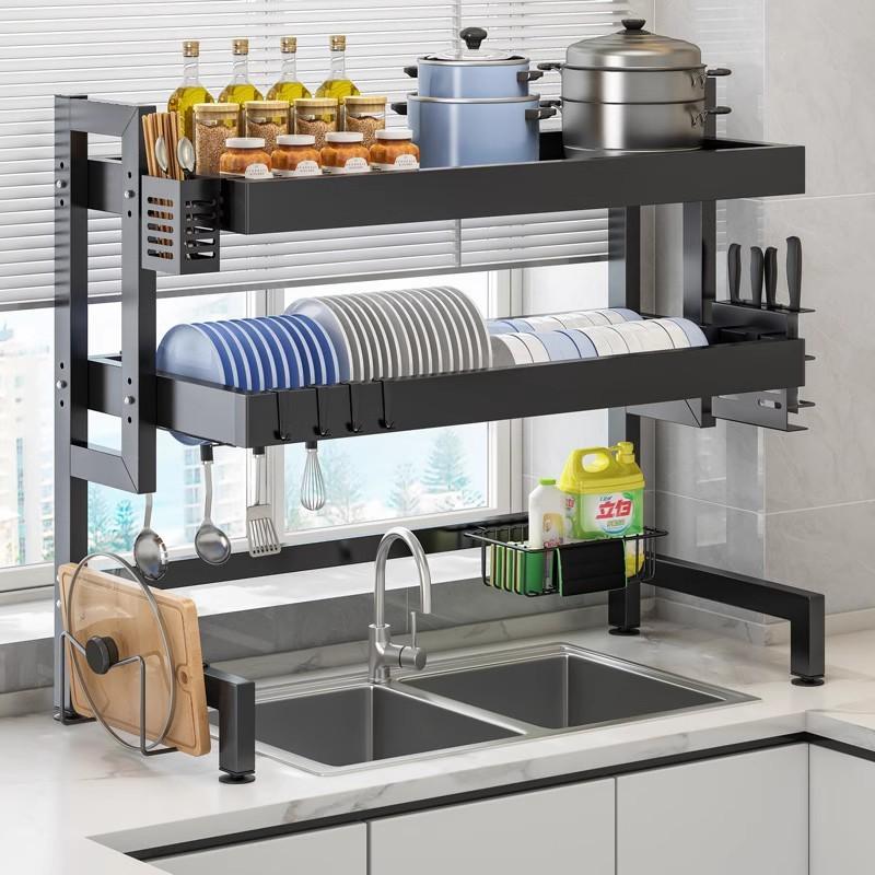 Wall Hanging Dish Drainer For Kitchen Counter With Drainage And Storage Function