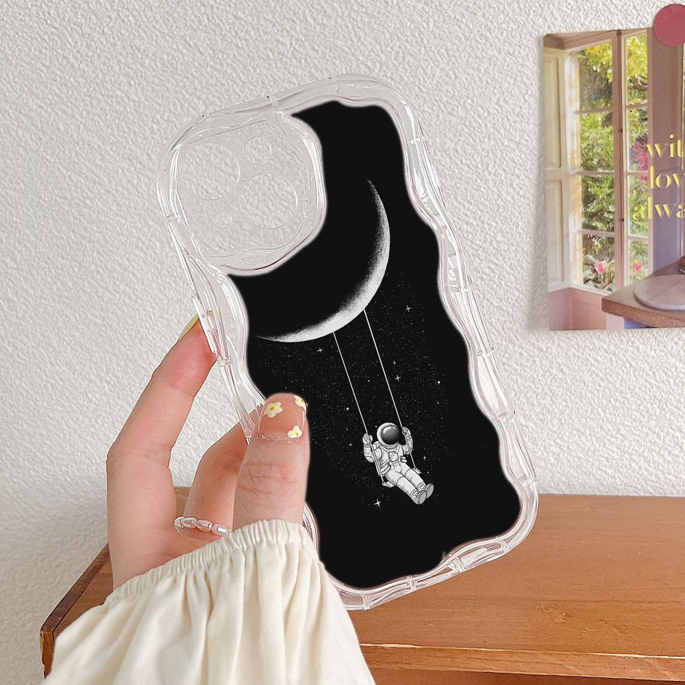 Ae97 Space Moon Astronaut Black Art Protective Phone Cases for Xiaomi PocoX5 F6 Redmi Note 13 12 11 Pro 13C 12C A3 Huawei Honor 90 Wave TPU Back Cover