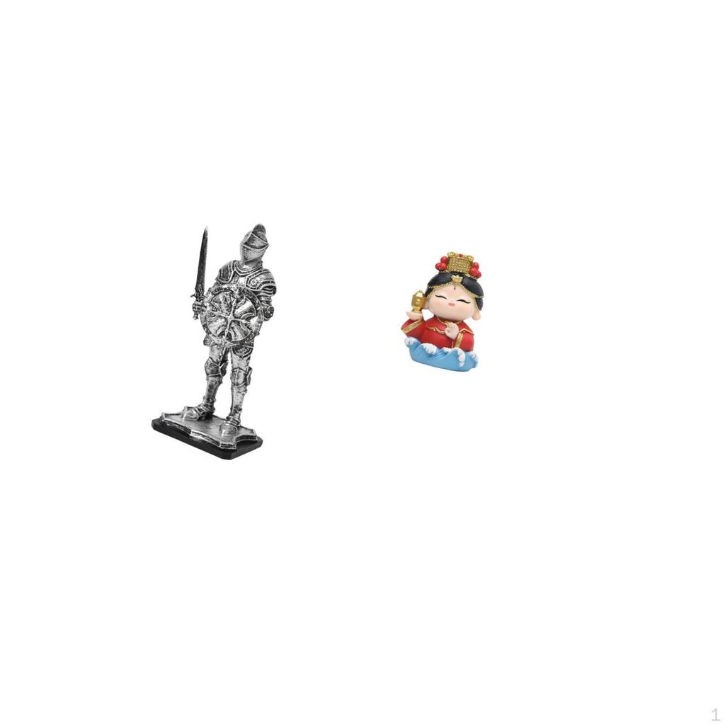 Vintage Knight And Mother Resin Statue Sculpture Creative Tabletop Ornament for Entryway Bookshelf