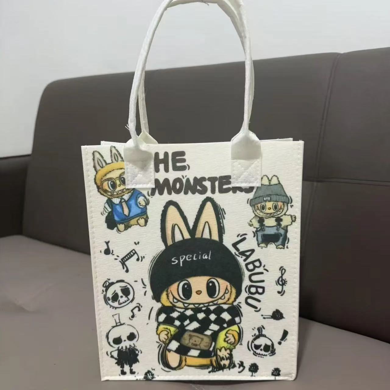 

Rubble tote bag with high-end cartoon felt bag and gift bag, large capacity printed tote bag KTY Black
