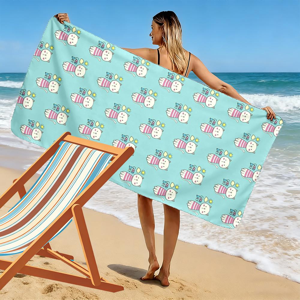 Cute Cat and Sun Pattern Beach Towel Beach towel quick-drying for travel outdoor sports jogging beach and swimming