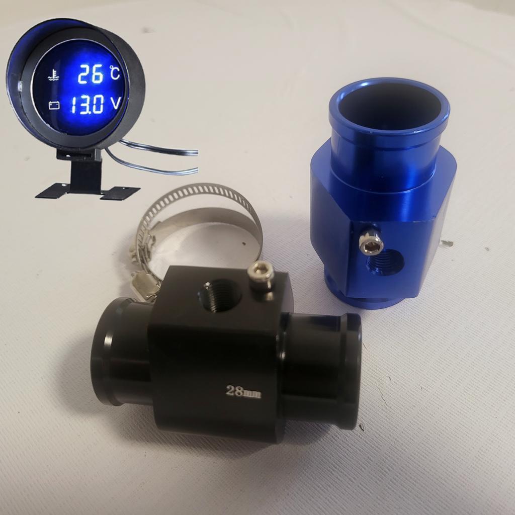 Automobile Temperature Voltage 2-in-1 Digital Temperature Sensor Table 1/8NPT Water Temperature Gauge Temperature Sensor 12/24V