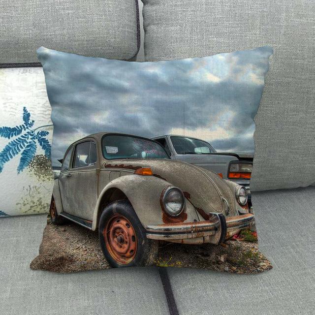 45cm *  unique watercolor car beetle design, suitable for family bedroom hotel  decoration pillow case