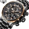 LIGE Men's Multi-function Waterproof Steel Watch with Calendar