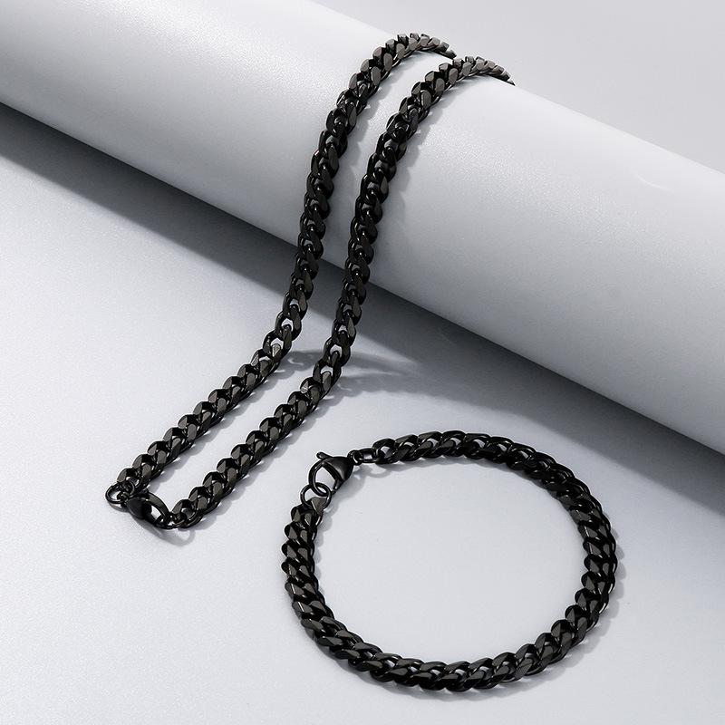 Halskette aus Titanstahl mit dicker Hip-Hop-Kette, Edelstahl sechsseitig geschliffene Kette mit Kettenschmuck