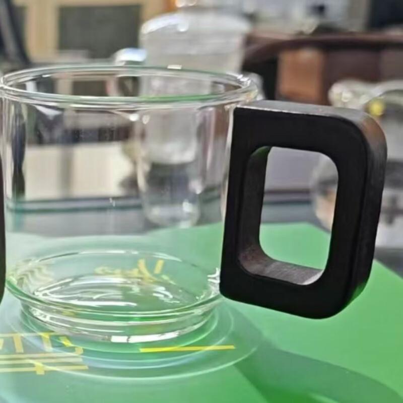 Heat-Resistant Glass D-Handle Teacup