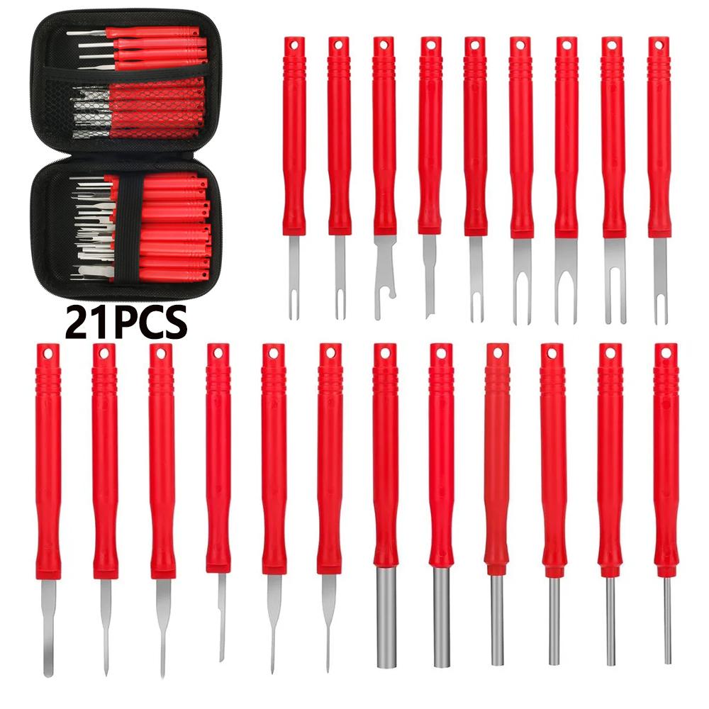 

21Pcs Pin Removal Tool Car Pin Release Tool Terminal Removal Tool Set Terminal Removal Connector-Plug Extractor 21Pcs Set With Box